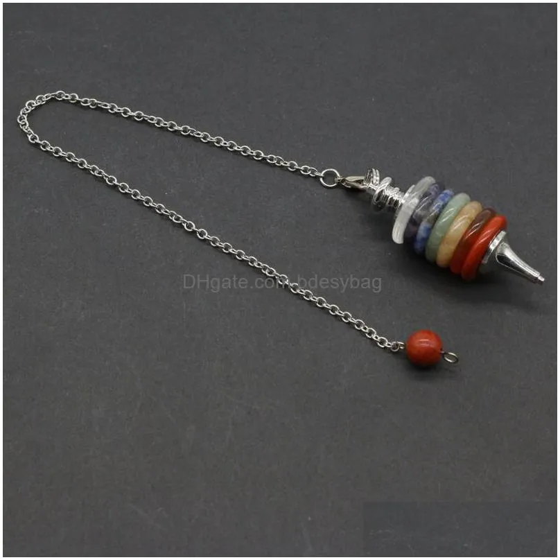 charms natural stone seven chakra spirit pendulum for men women charm jewelry pendant accessory gift 18 5 cmcharms