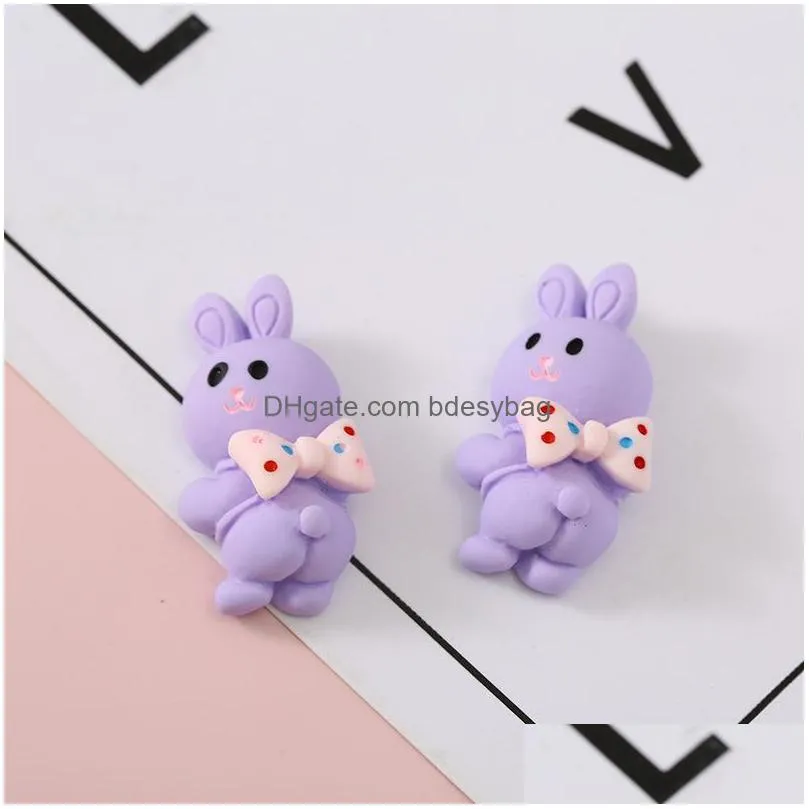 30pcs resin components cartoon animal rabbit cabochons flat back scrapbook for making diy earrings hairpin decor crafts accessories