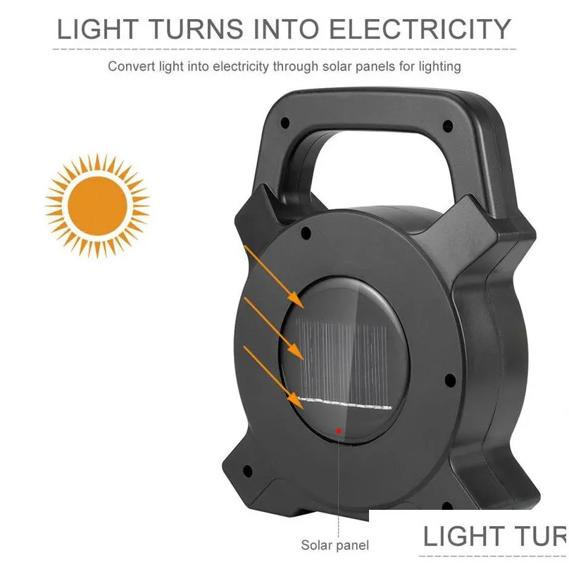 solar cob camping light usb waterproof searchlight overhaul projection light led portable light gray 1 pc