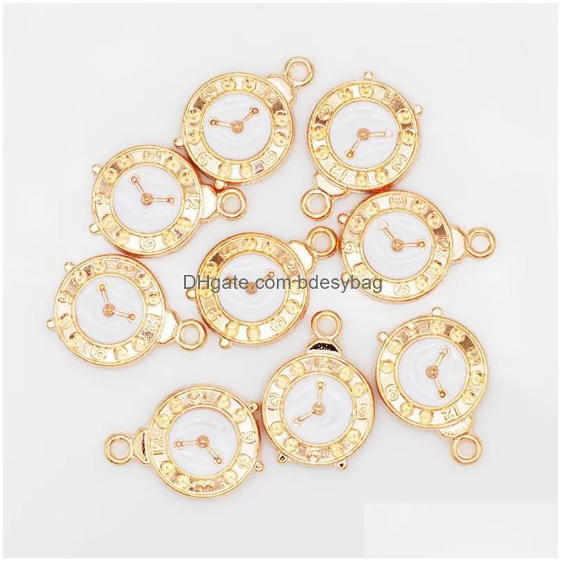 charms 10/20/50pcs arrival oil drop cute clock enamel alloy pendant fit necklaces bracelets diy jewelry accessoriescharms