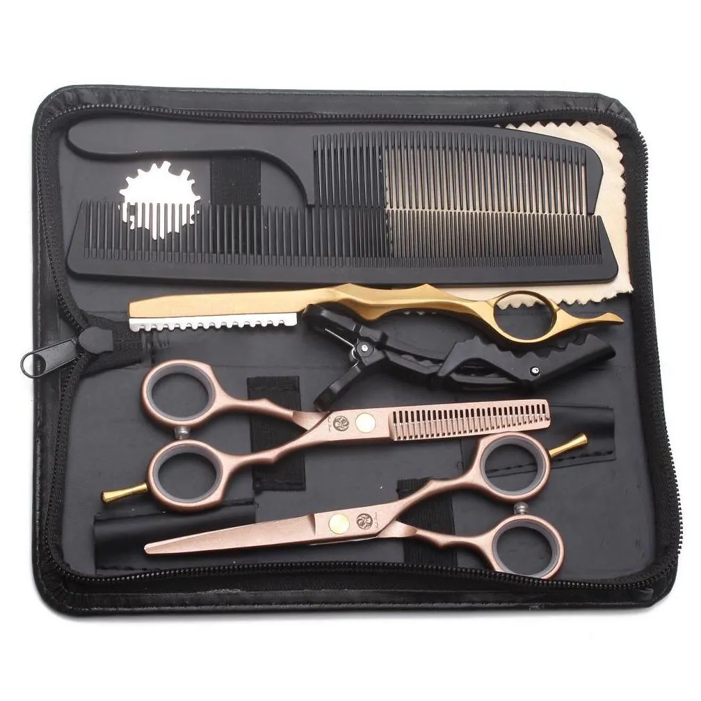 hair cutting scissors suit 5.5 6 440c thinning shears barber makas hairdressing scissors razor professional hair scissors set