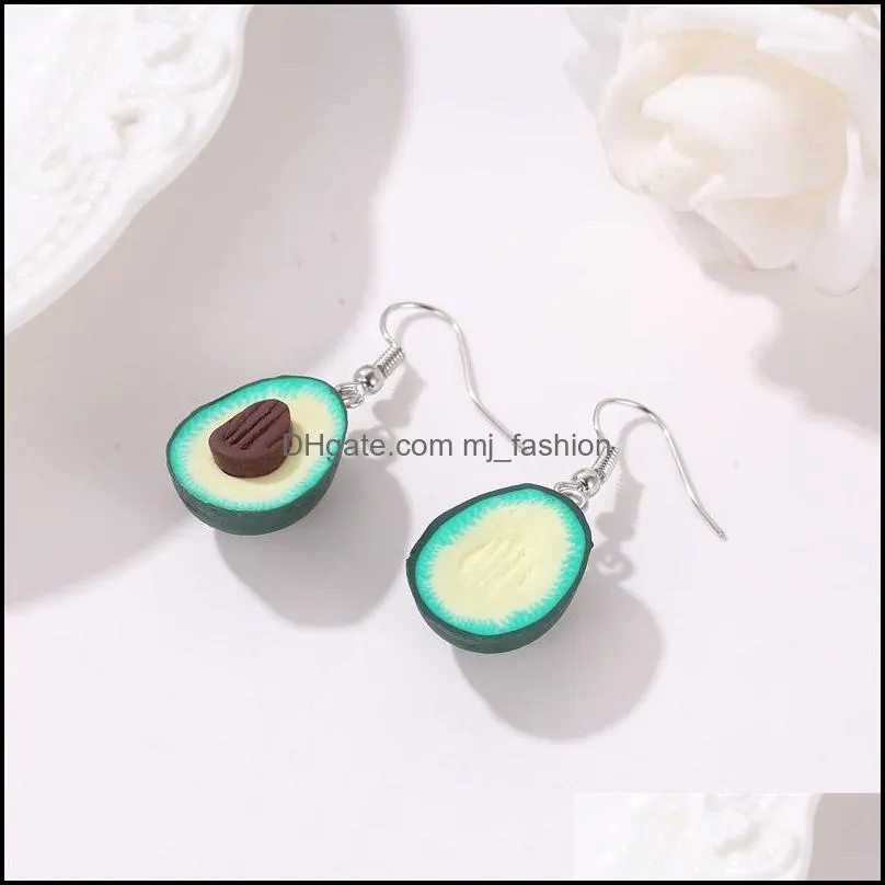 fruit avocado earrings dangle necklace keychain set for women girl creative soft pottery cute charms necklace party gifts