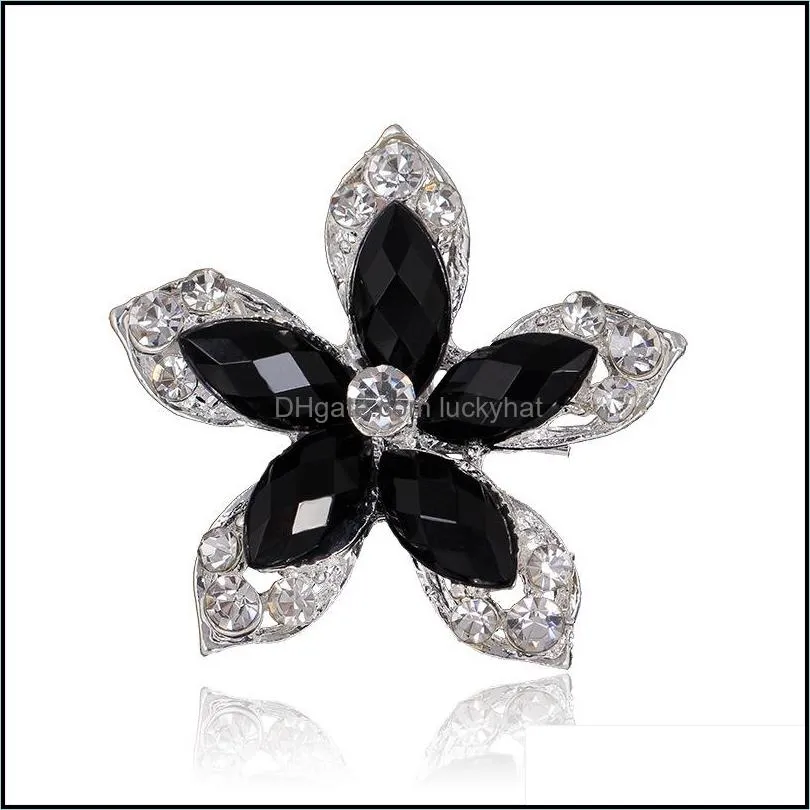 brooches retro style black big crystal brooch colored flower women brooch pins crystal rhinestone brooches