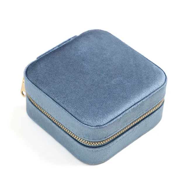 10x10x velvet jewelry organizer display jewelry case boxes with zipper travel ring box necklace ring storage case women girls gift boxes amp bags