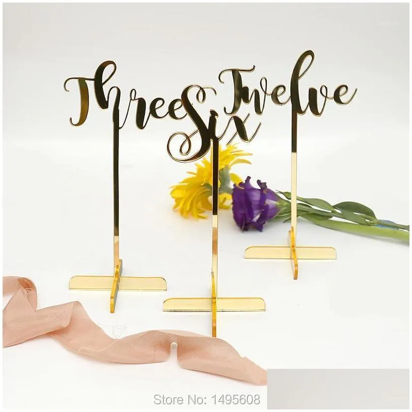 party decoration wedding standing numbers mirror gold acrylic table numbers decor wedding centerpieces