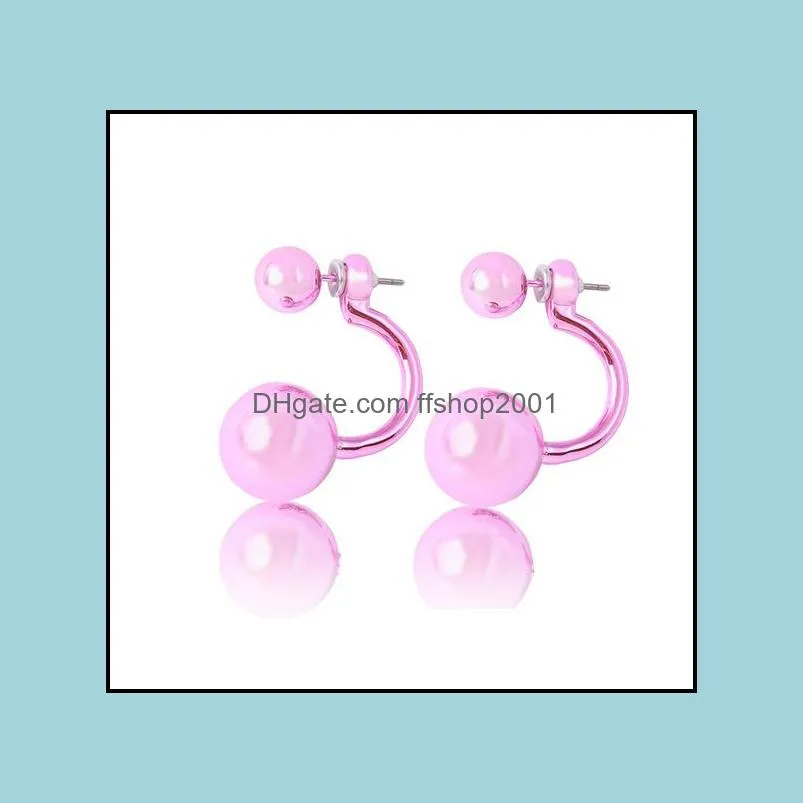 earings for woman side ball stud pearl earrings with small pearl candy colours gift for women stud earrings