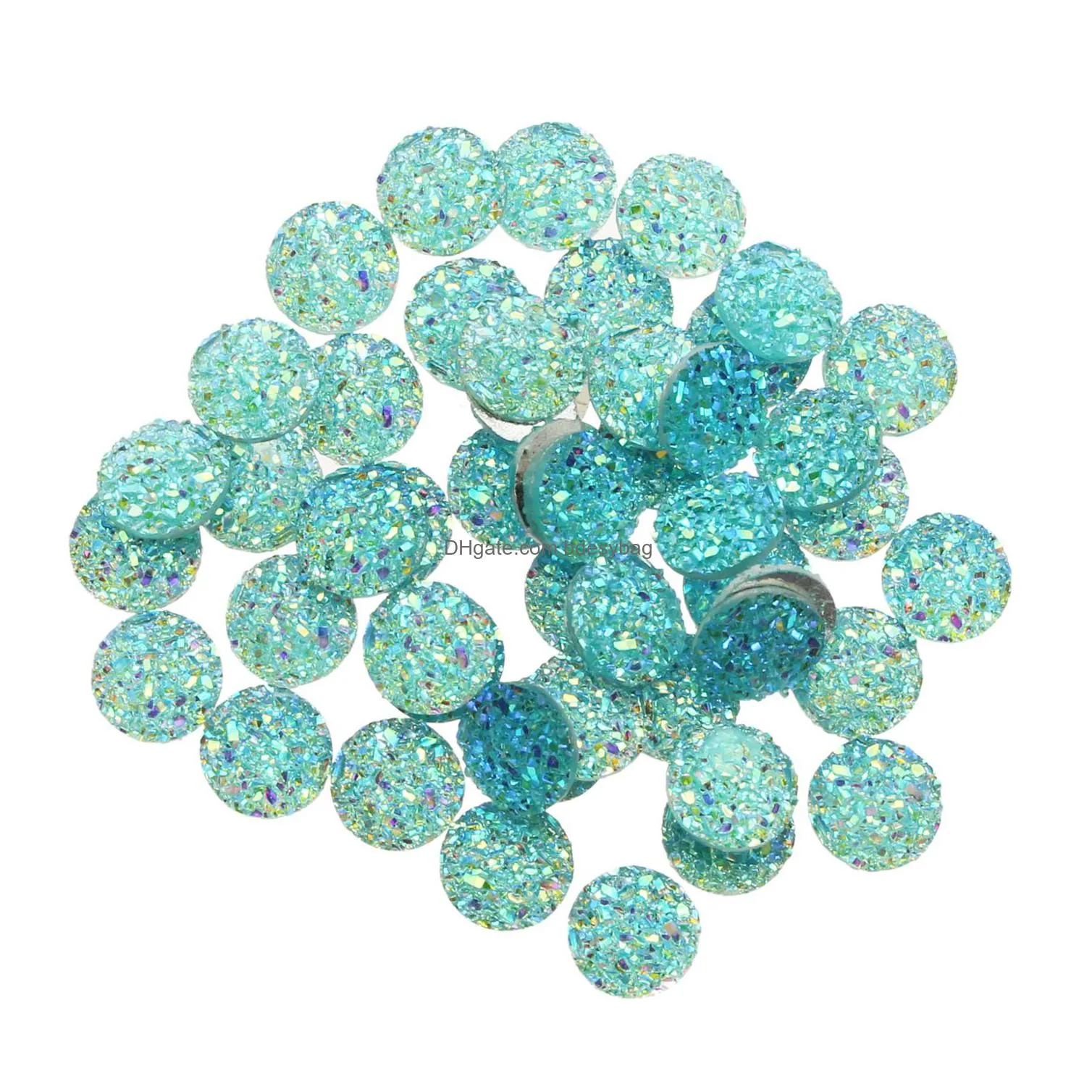 1000pcs 10mm flatback resin druzy round cabochons cameo for charms pendant bracelet jewelry diy making accessory findings