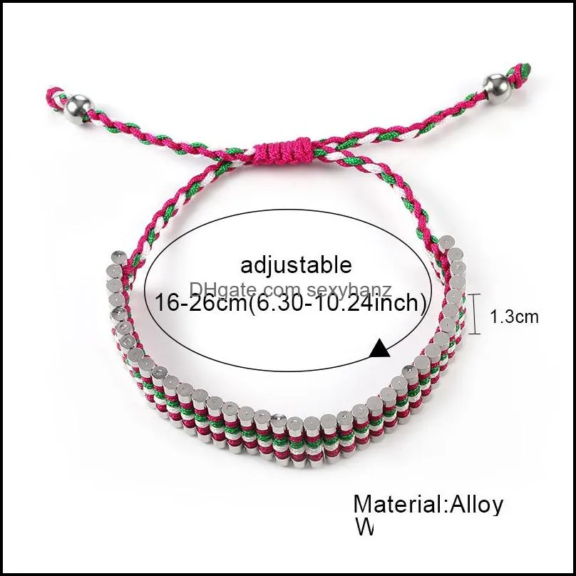 handmade boho style rope knot bracelet for women ethnic adjustable size colorful braided bracelet trendy jewelry wholesale