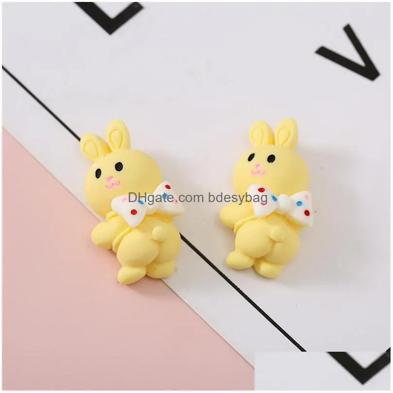 30pcs resin components cartoon animal rabbit cabochons flat back scrapbook for making diy earrings hairpin decor crafts accessories