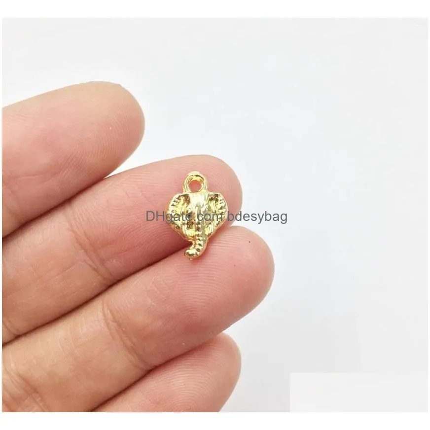 charms eruifa 20pcs 10 8mm mini elephant head pendant necklace earring jewelry diy handmade gold lead/nickle 