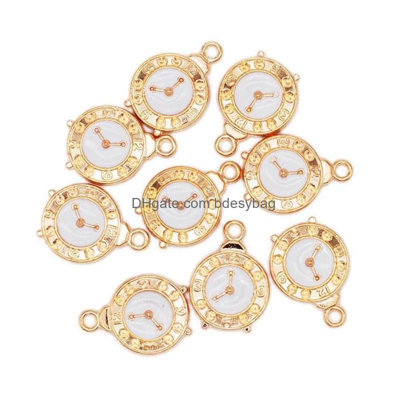 charms 10/20/50pcs arrival oil drop cute clock enamel alloy pendant fit necklaces bracelets diy jewelry accessoriescharms