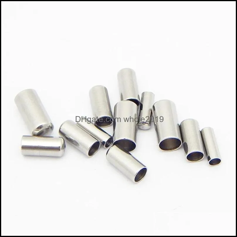 50pcs 2/3/4/5mm stainless steel caps crimp leather cord wire metal end cap crimps clasps for jewelry making components diy 2227 t2