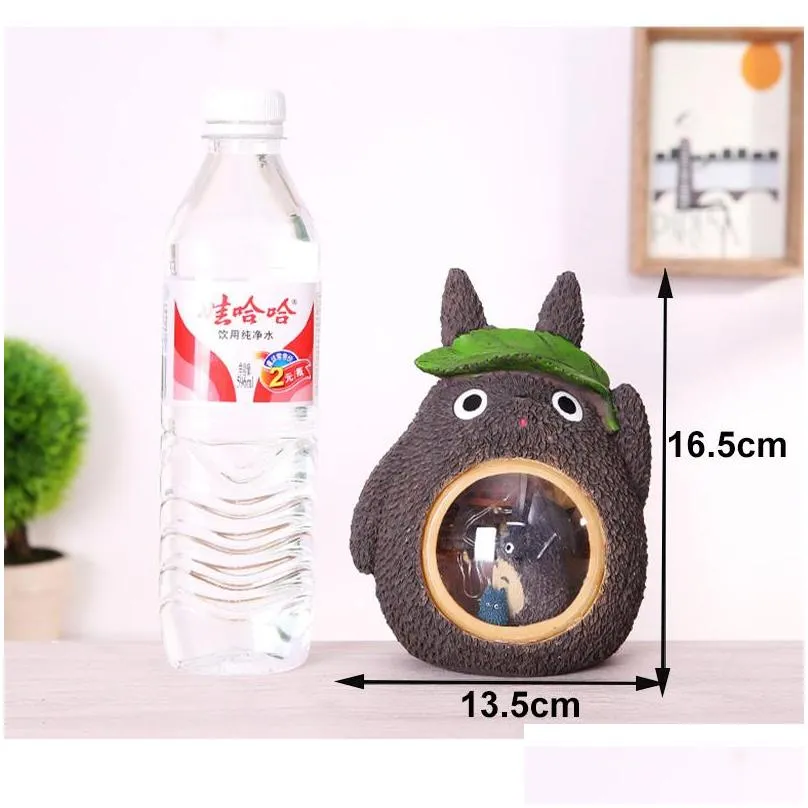ins resin cartoon baby bedroom crafts lamps totoro tree hole leaves starry night light home decoration christmas gift for kids