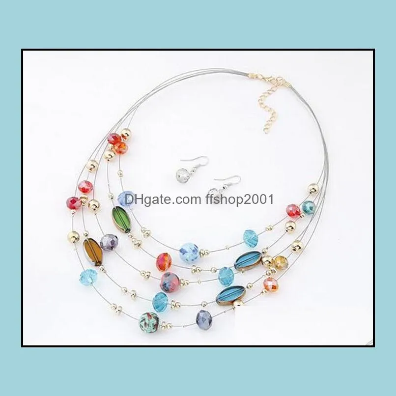 bridesmaid jewelry set for wedding crystal multilayer colorful party jewelry sets