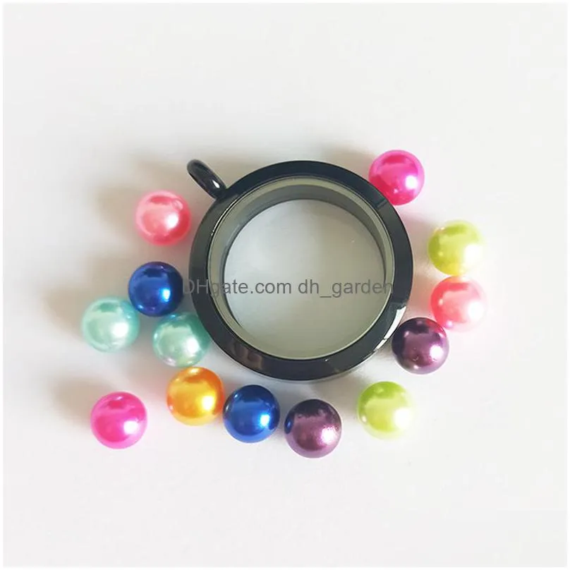 stainless steel high quality black /rose gold/ gold /silver 67mm pearls lockets with chain on sale
