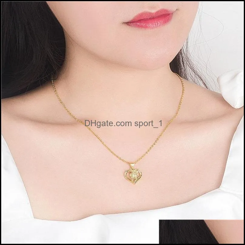 fashion 24 k fine gold gf dubai romantic heart love rose pendant necklace earrings sets wedding png jewelry sets for women 510 q2