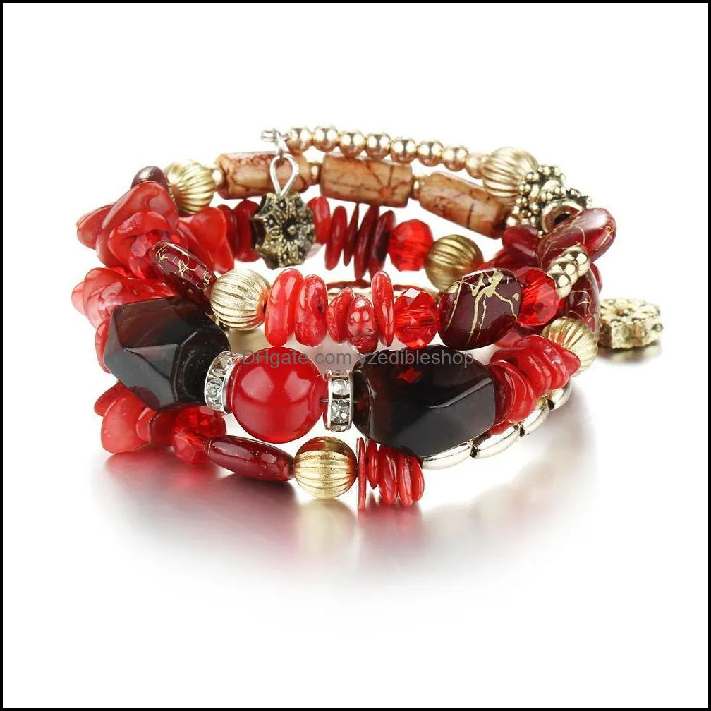 boho multilayer beads charm bracelets beautifully vintage resin stone bracelets bangles pulseras ethnic jewelry charm beaded