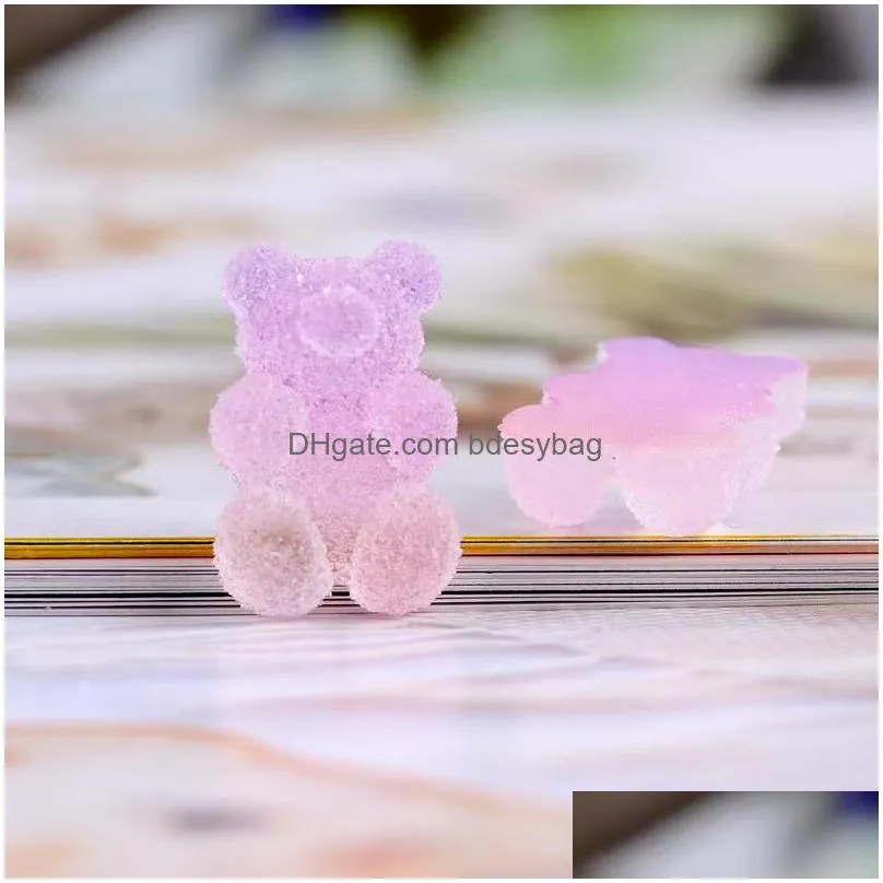 30pcs gummy bear beads components cabochon simulation sugar jelly bears cub charms flatback glitter resin crafts for diy jewelry