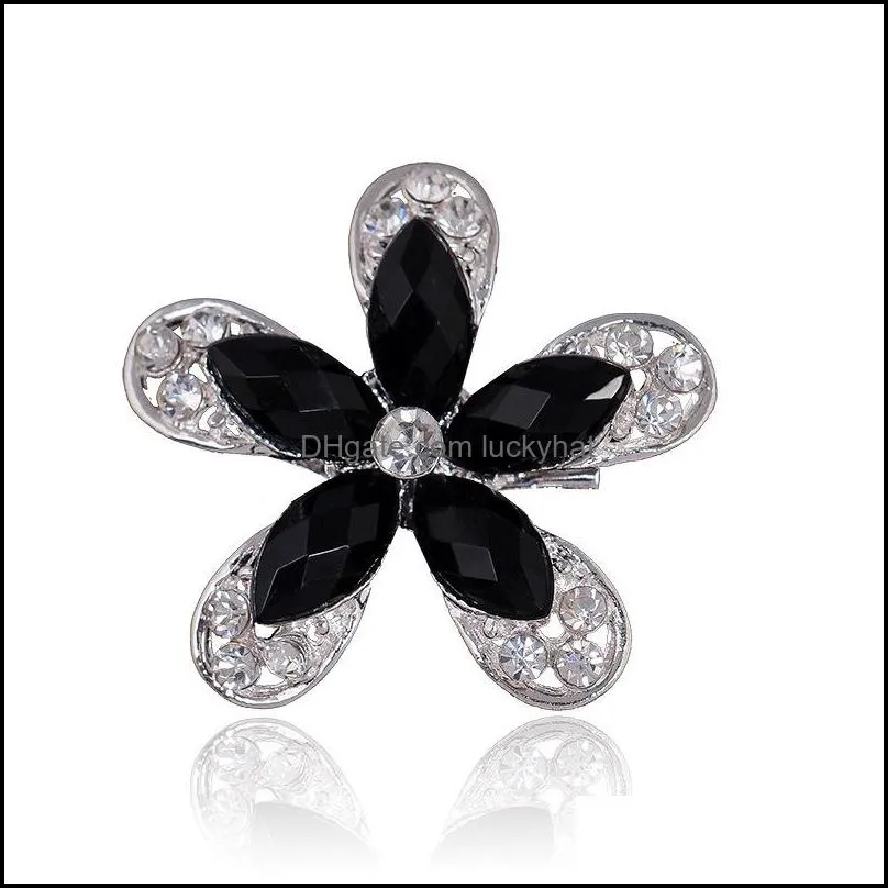 brooches retro style black big crystal brooch colored flower women brooch pins crystal rhinestone brooches
