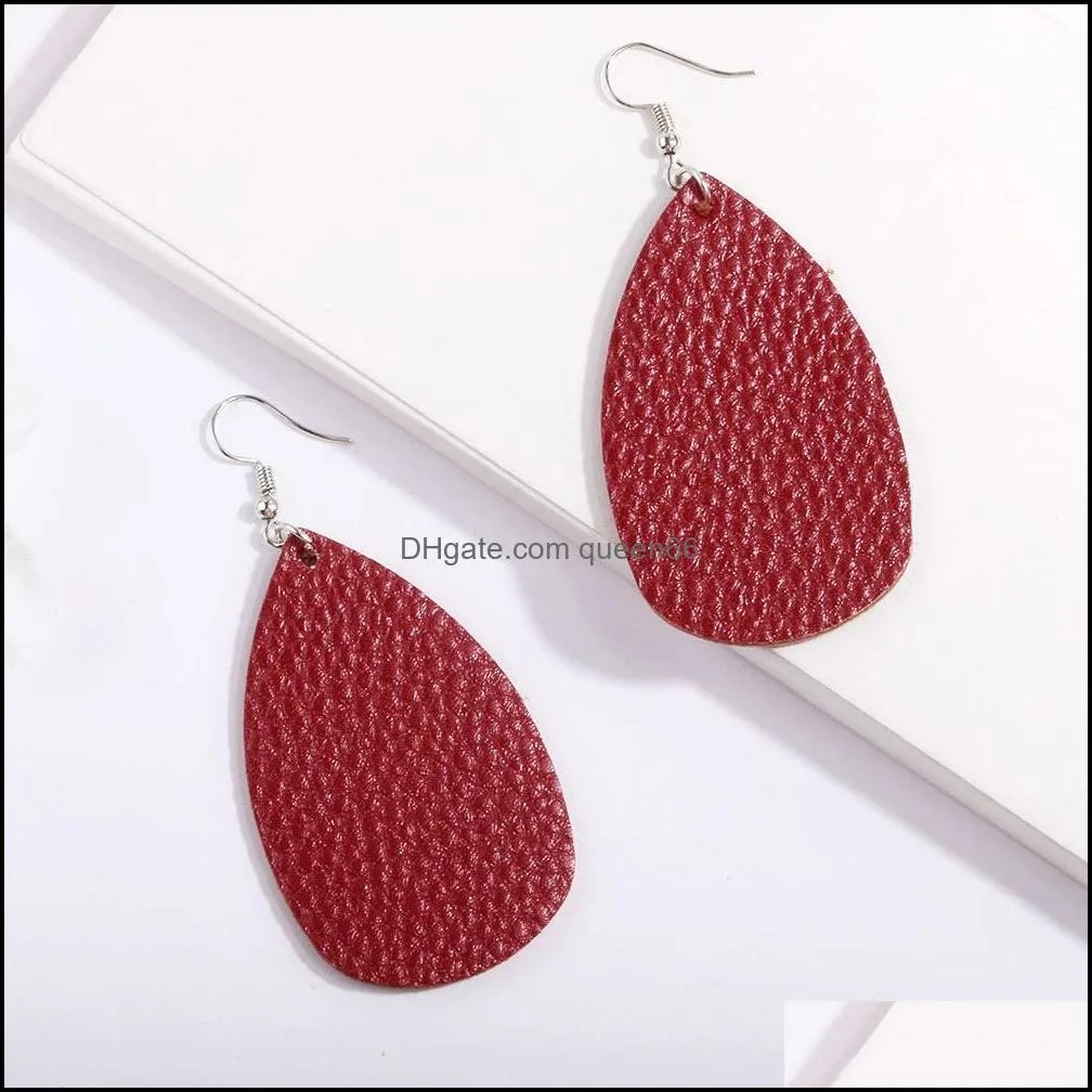  classic leather earrings for women ethnic bomemia drop dangle wedding earrings two sides printing fashion jewelry wholesale