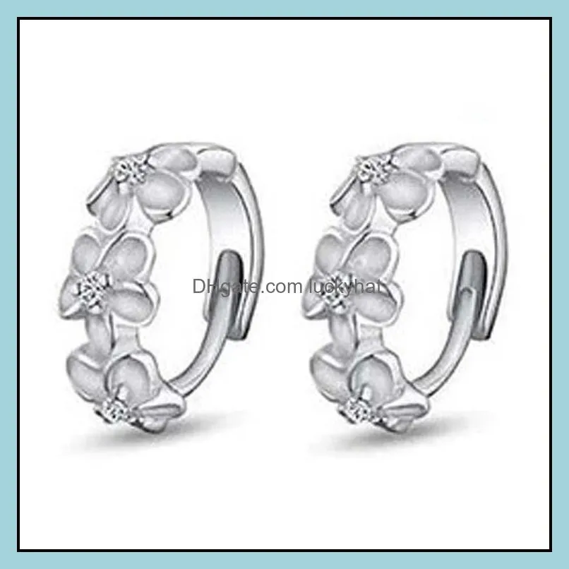 silver earrings camellia female ear buckles fashion blooming plum earrings delicate and beautiful stud earring