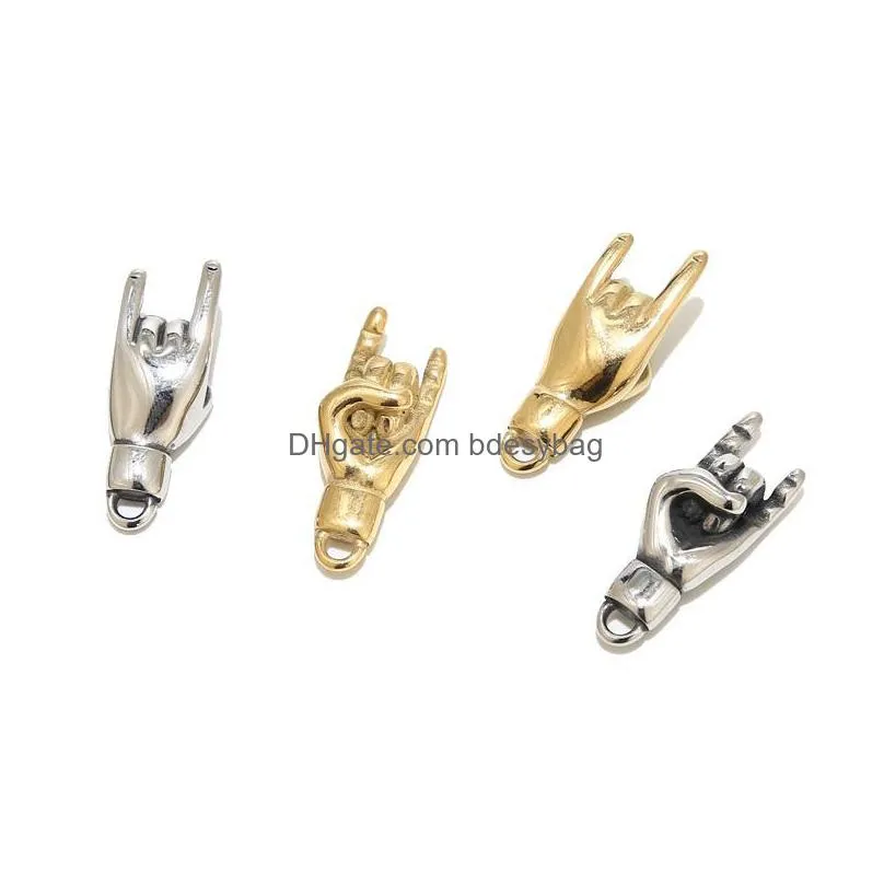 charms 3pcs gold plated stainless steel good luck hand symbol charm pendants for diy jewelry making findings accessories top