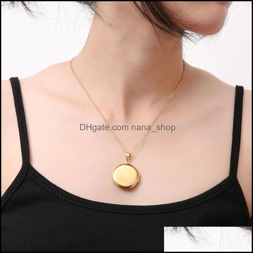 3 color round stainless steel living memory openging locket necklace magic locket family p o engraving necklace gift for baby