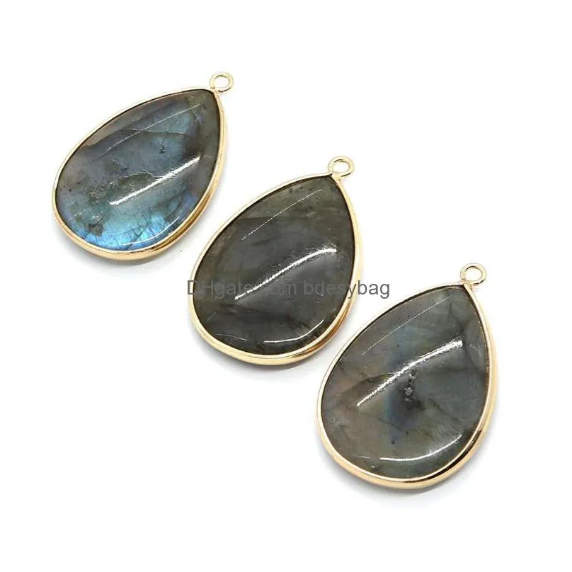 charms natural stone water drop shape pendants labradorite gemstone jewelry diy making earrings necklace flash accessoriescharms