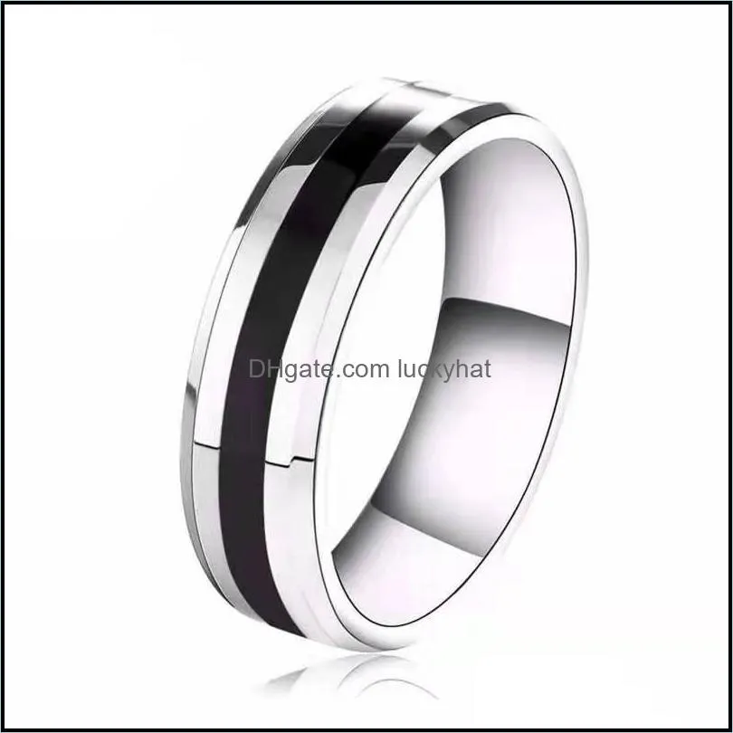 stainless steel ring for men women 4/6mm black groove couple rings wedding bands trendy fraternal rings casual male jewelry