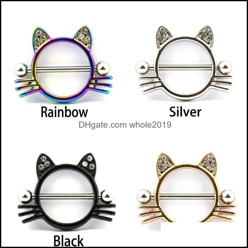 cat breast piercing jewelry stainless steel nipple rings bar shield cover barbell adult for women sexy piercings 165c3