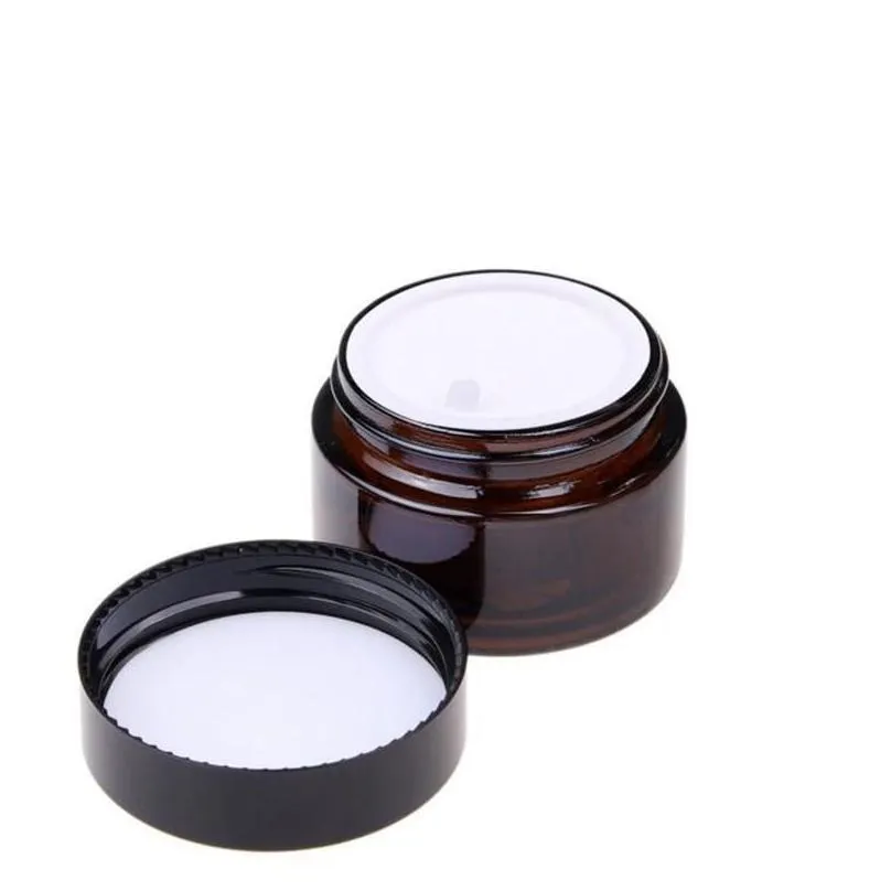 5g 10g 15g 20g 30g 50g amber glass jar cosmetic cream bottle refillable makeup container with black lids