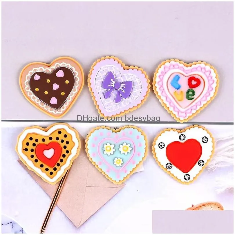 20pcs mixed heart shape simulation candy biscuits resin components flatback cabochons scrapbooking craft diy accessories