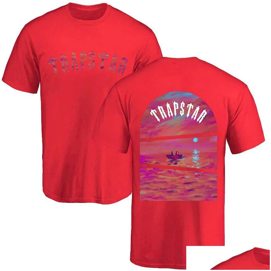 trapstar street brand tshirts man sunset at sea art print t shirt cotton oneck short sleeve casual oversized loose tops