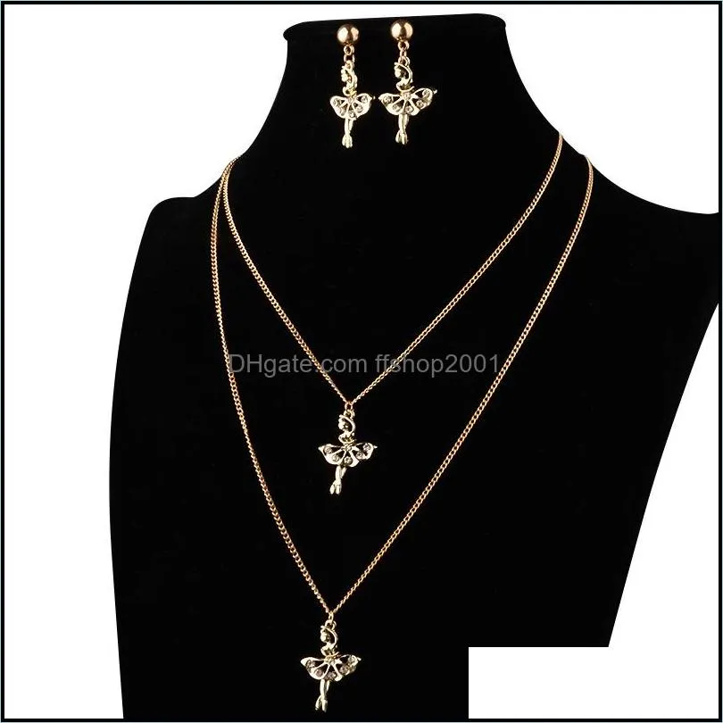 statement maxi necklace alloy enamel angel necklaces earrings chain pendant fashion wedding bridal jewelry set