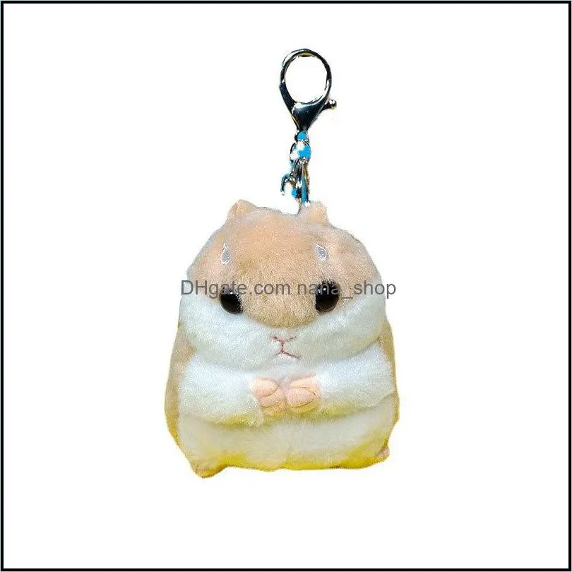 cute soft plush cartoon animal keychain small hamster toy doll keyring stuffed mouse pendant key chain women bag charms trinket 422 h1