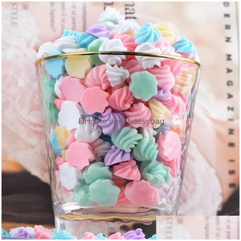 50 pcs 3d resin components simulation cream cabochon cute cotton candy cream charms for diy necklace pendant jewlery findings phone