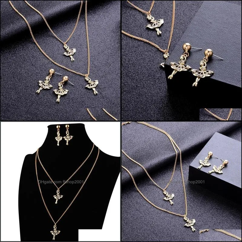 statement maxi necklace alloy enamel angel necklaces earrings chain pendant fashion wedding bridal jewelry set