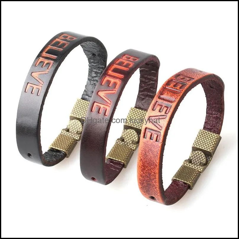 bracelet for men women genuine leather bangle believe bracelet classic hooks wristband men women jewelry gifts