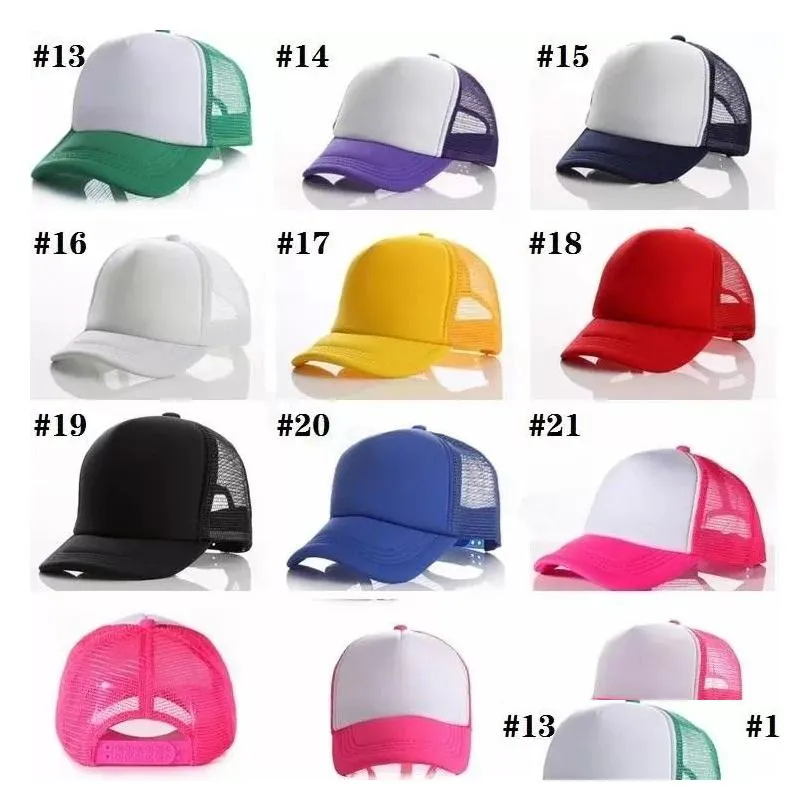 21 colors party hats kids cap children mesh caps blank sublimation trucker hat girls boys toddler party festival supplies