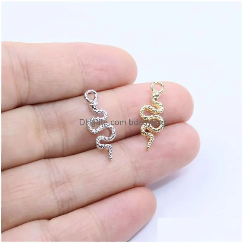 charms eruifa 20pcs 20 8mm snake zinc alloy jewelry diy pendant women girl necklace earring bracelet 2 colorscharms