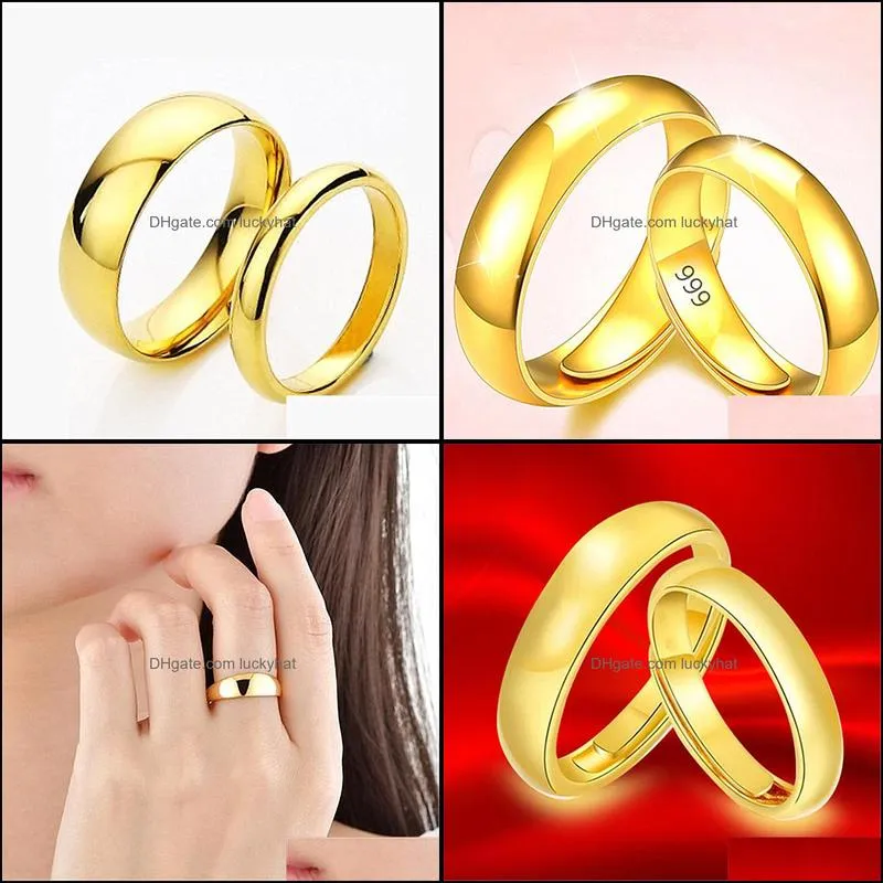 couple rings gold simple fashion fine jewelry fashion luxury golden engagement wedding ring anniversary gift women men ring
