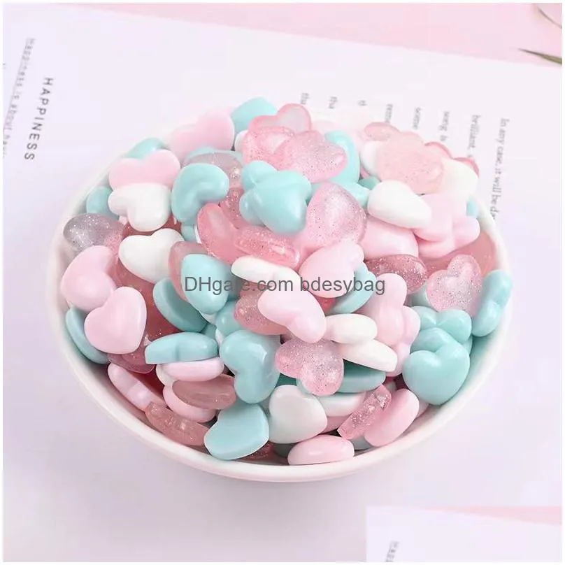 30pcs mixed resin components pink heart decoration crafts beads flatback cabochon scrapbook diy embellishments accessories buttons