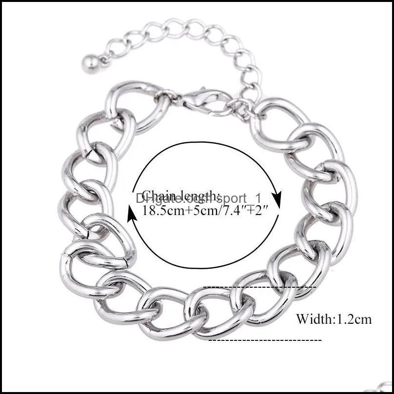big promotion silver plating chunky bracelets for women men simple style adjustable size chain diy bracelet fashion jewelry wholesale