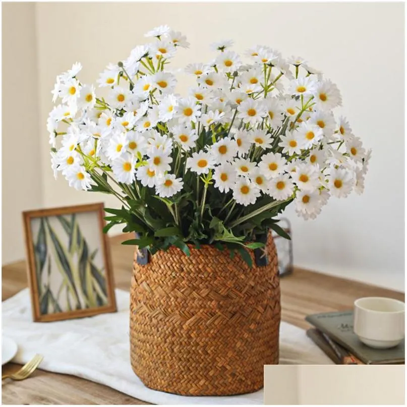 decorative flowers wreaths white daisy bouquet diy home decoration plants artificial silk fake flower garden wedding party