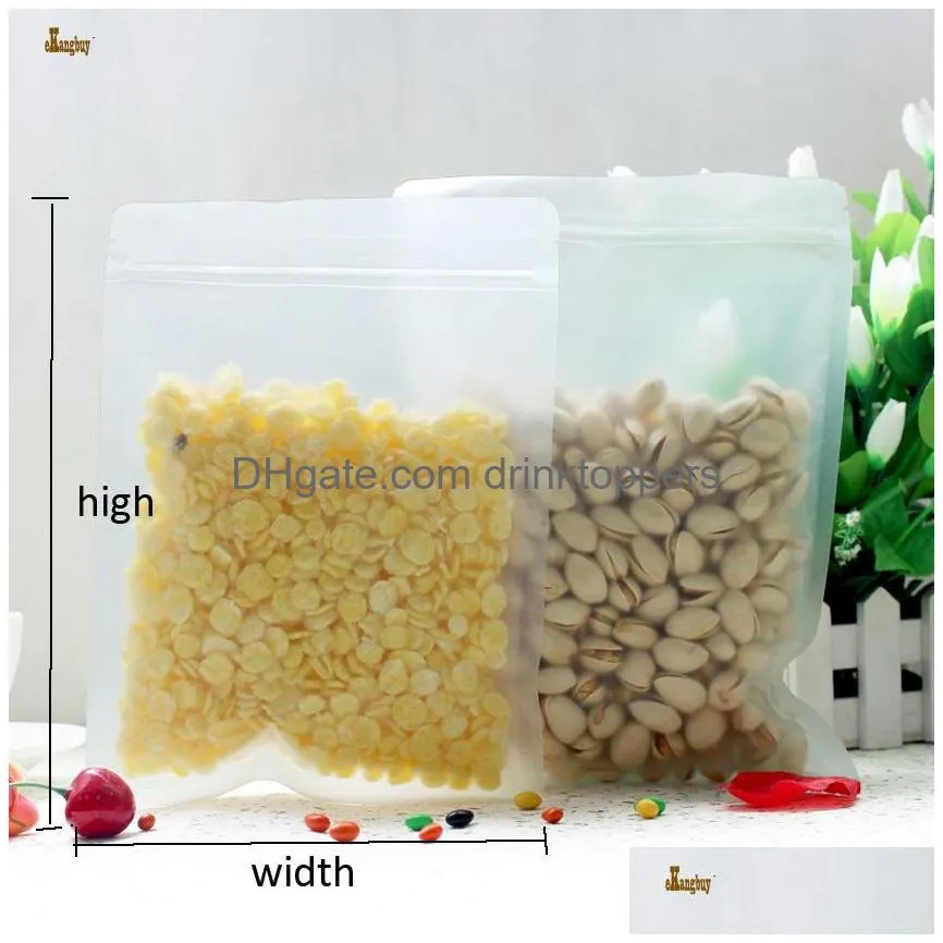  100pcs lot 9sizes frosted matte plastic kitchen storage package zip lock packaging bags flat bottom heat seal top