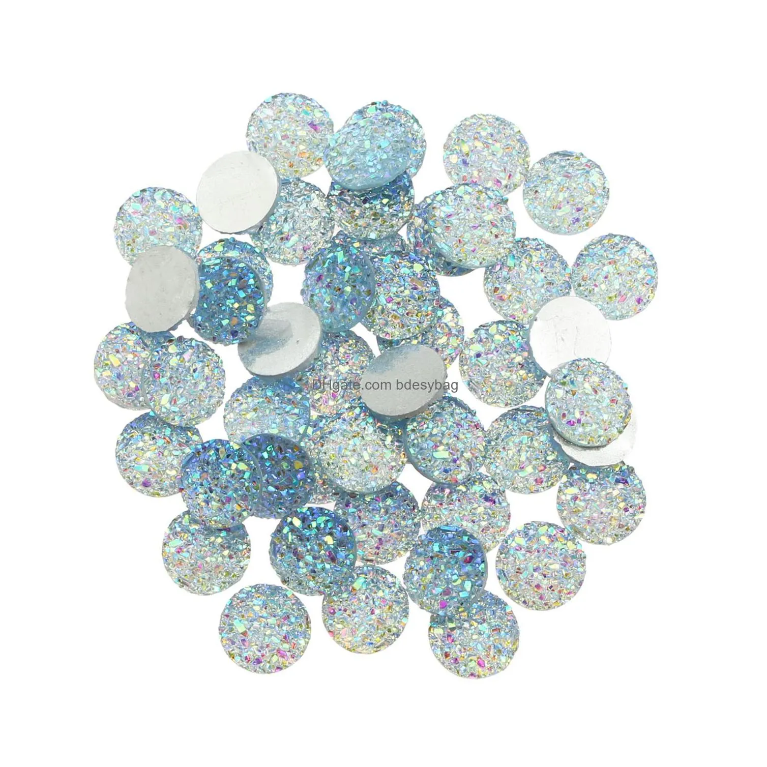 1000pcs 12mm flatback resin druzy round cabochons cameo for charms pendant bracelet jewelry diy making accessory findings