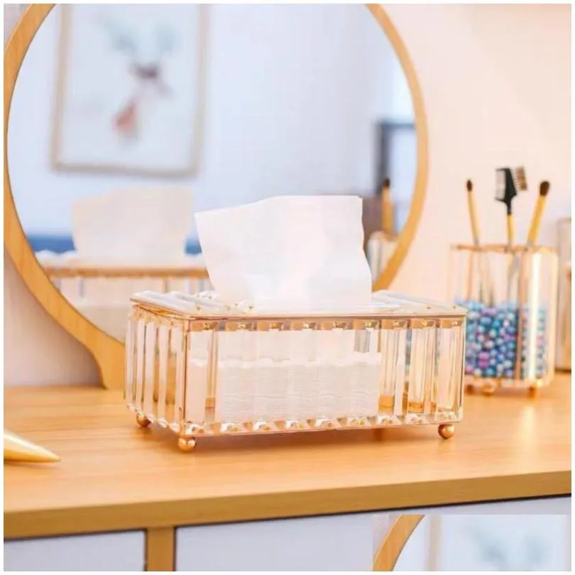 tissue boxes napkins 1pc crystal delicate box home decorative napkin holder golden white