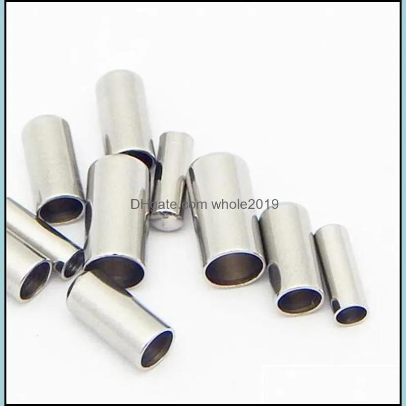 50pcs 2/3/4/5mm stainless steel caps crimp leather cord wire metal end cap crimps clasps for jewelry making components diy 2227 t2