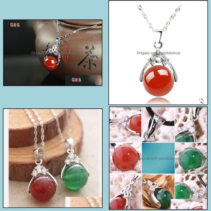 necklaces pendant for women pendants with 12mm agate bead stone silver plated long chain pendant necklace