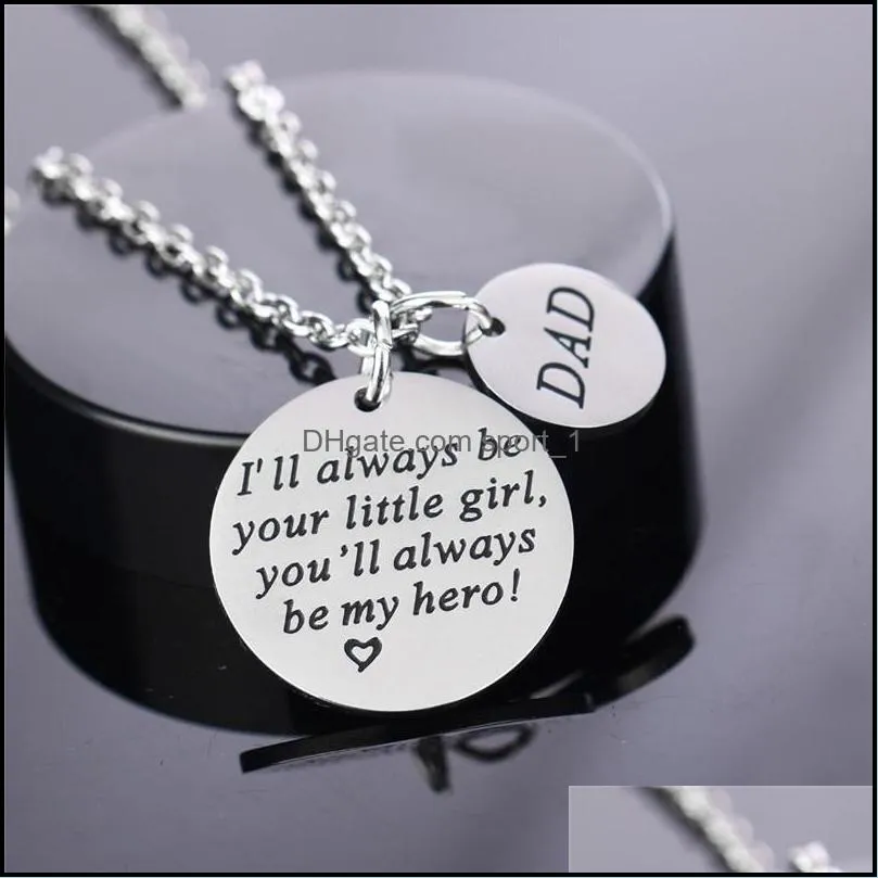 stainless steel dad ill always be your little girl keyring necklace for men daddys fathers day birthday jewelry gift